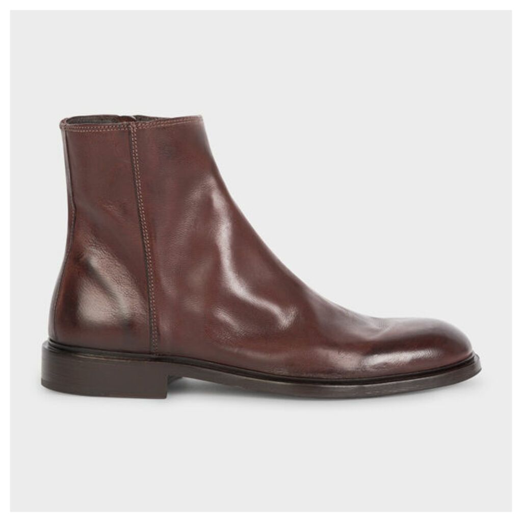 Men's Chocolate Brown Leather 'Billy' Zip Boots