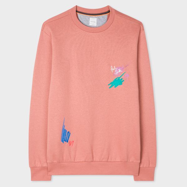 Men's Dusky Pink 'Marker Pen' Embroidered Sweatshirt