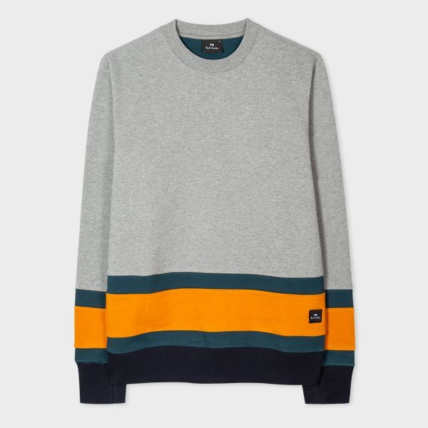 Men's Grey Marl Contrast-Hem Sweatshirt