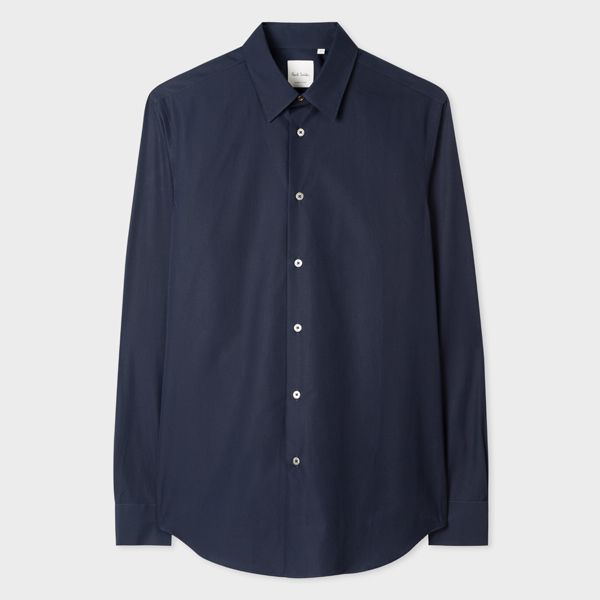 Tailored-Fit Dark Navy Cotton Shirt