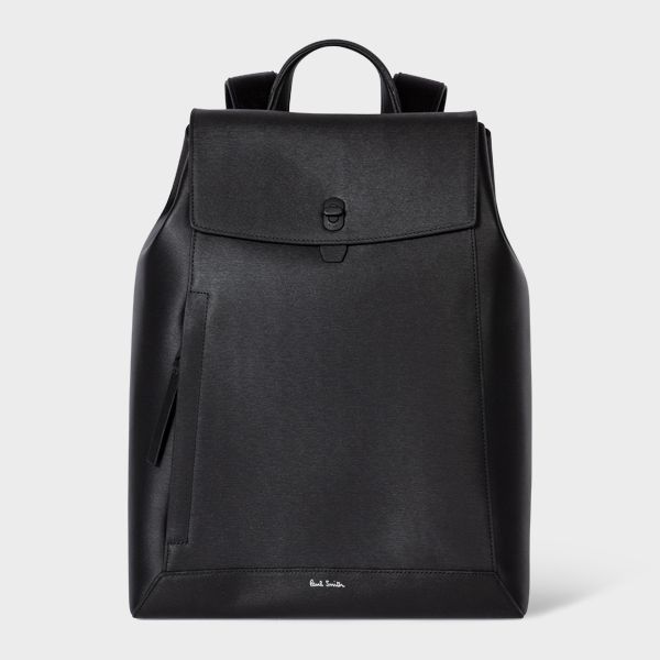 Black Embossed Leather Backpack