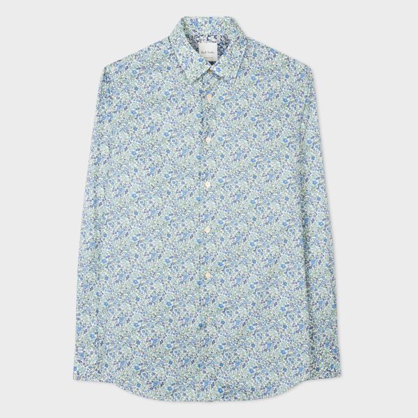 Blue Tailored-Fit 'Liberty Floral' Long-Sleeve Shirt