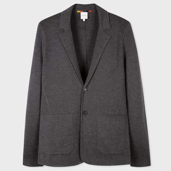 Grey Merino Wool Cardigan Blazer