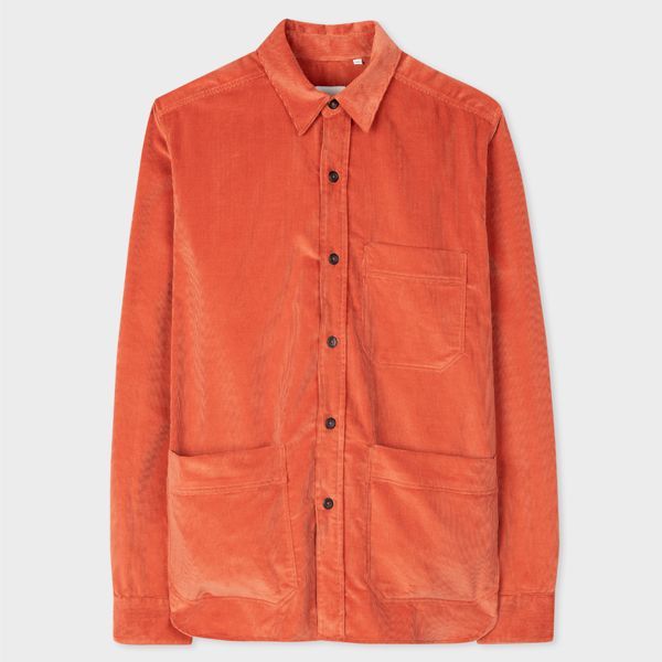 Dusky Orange Corduroy Shirt Jacket
