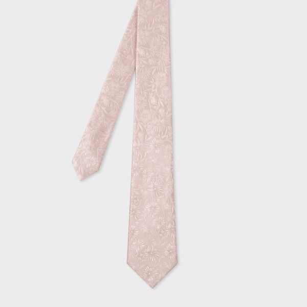 Pink Floral Jacquard Silk Tie
