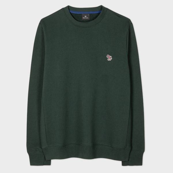 Dark Green Cotton Embroidered Zebra Logo Sweatshirt