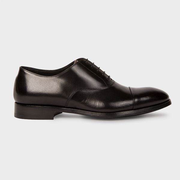 Black Leather 'Brent' Oxford Shoes With 'Signature Stripe' Details
