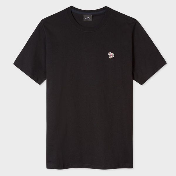 Black Cotton Zebra Logo T-Shirt