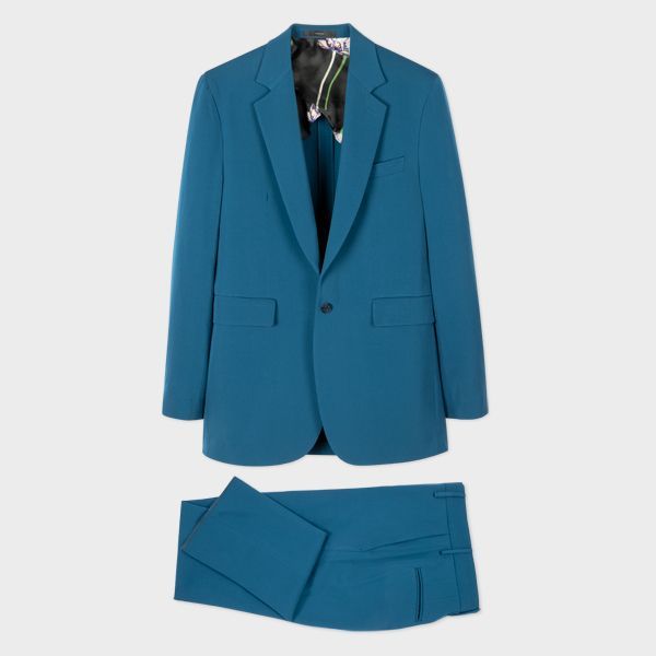 Petrol Blue Wool-Twill One-Button Suit