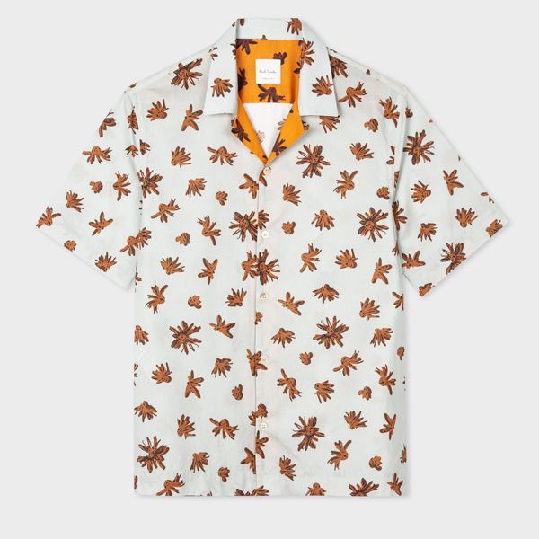 Tailored-Fit 'Floral Sketch' Short-Sleeve Shirt