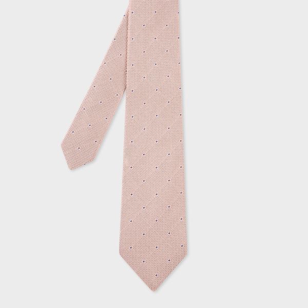 Pink Polka Dot Silk Tie