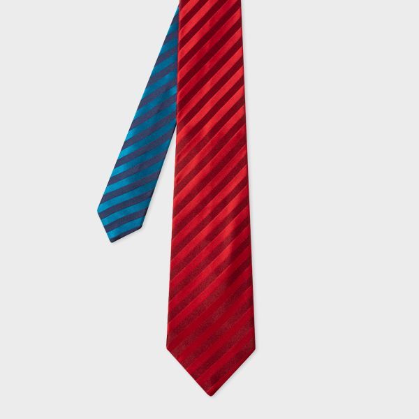 Red and Blue Duo Stripe Silk Tie