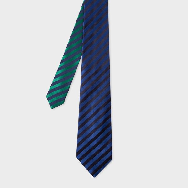 Green and Blue Duo Stripe Silk Tie