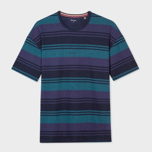 Blue Tri Stripe Lounge Logo T-Shirt