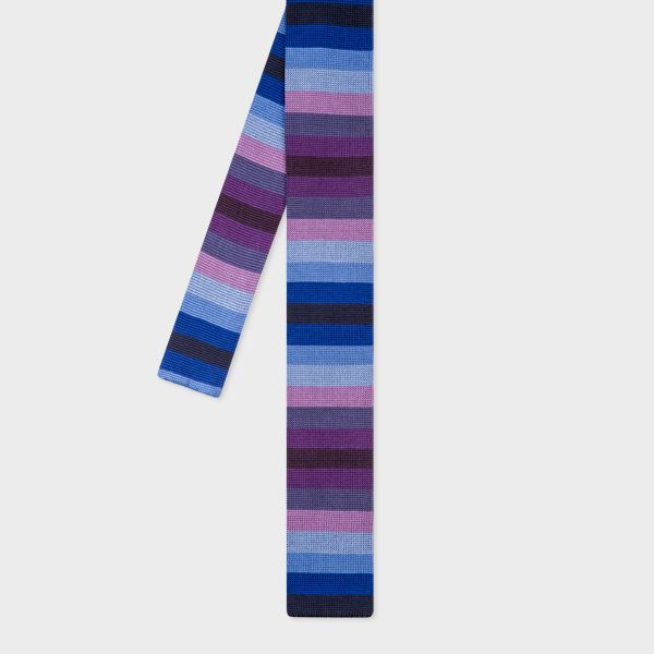Blue Silk Stripe Knitted Tie