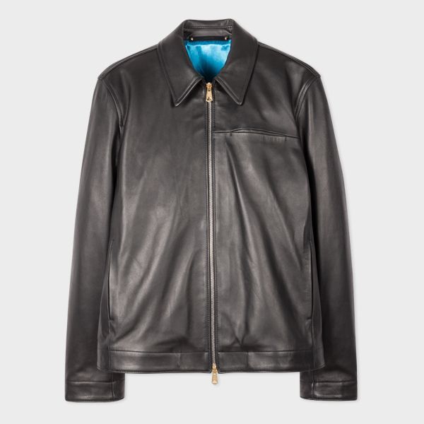Black Zip-Front Leather Jacket