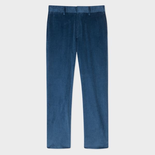Tapered-Fit Indigo Cotton-Cashmere Corduroy Trousers