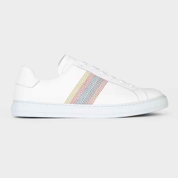 White Leather 'Artist Stripe' 'Hansen' Trainers