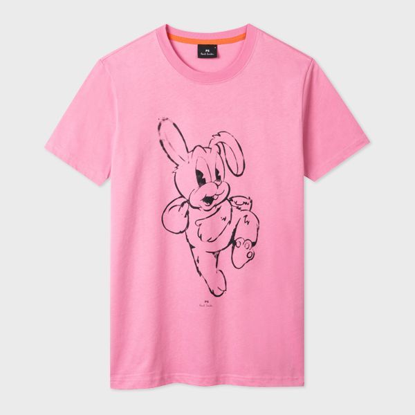 Pink Slim-Fit Cotton 'Rabbit' T-Shirt