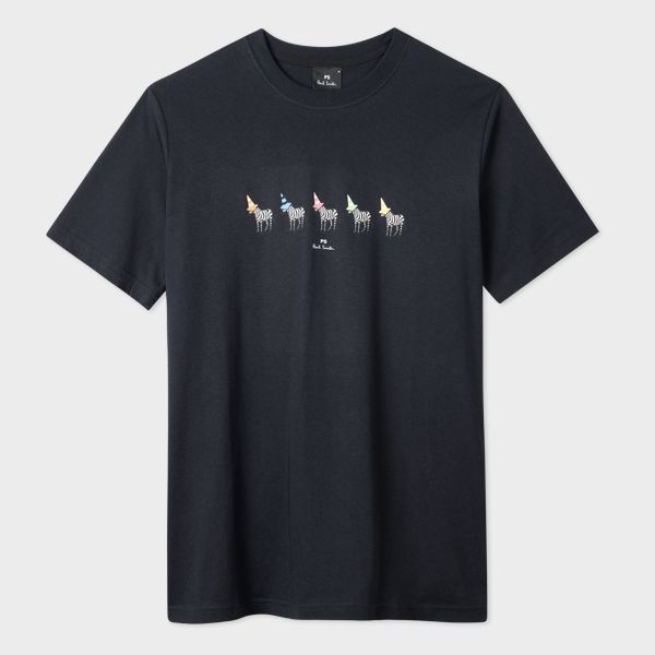 Navy 'Zebra Line Up' T-Shirt