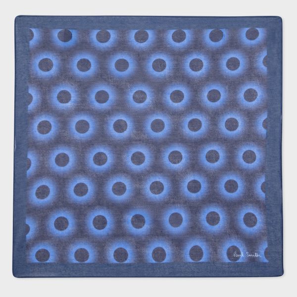 Blue Cotton 'Glow Polka Dot' Pocket Square