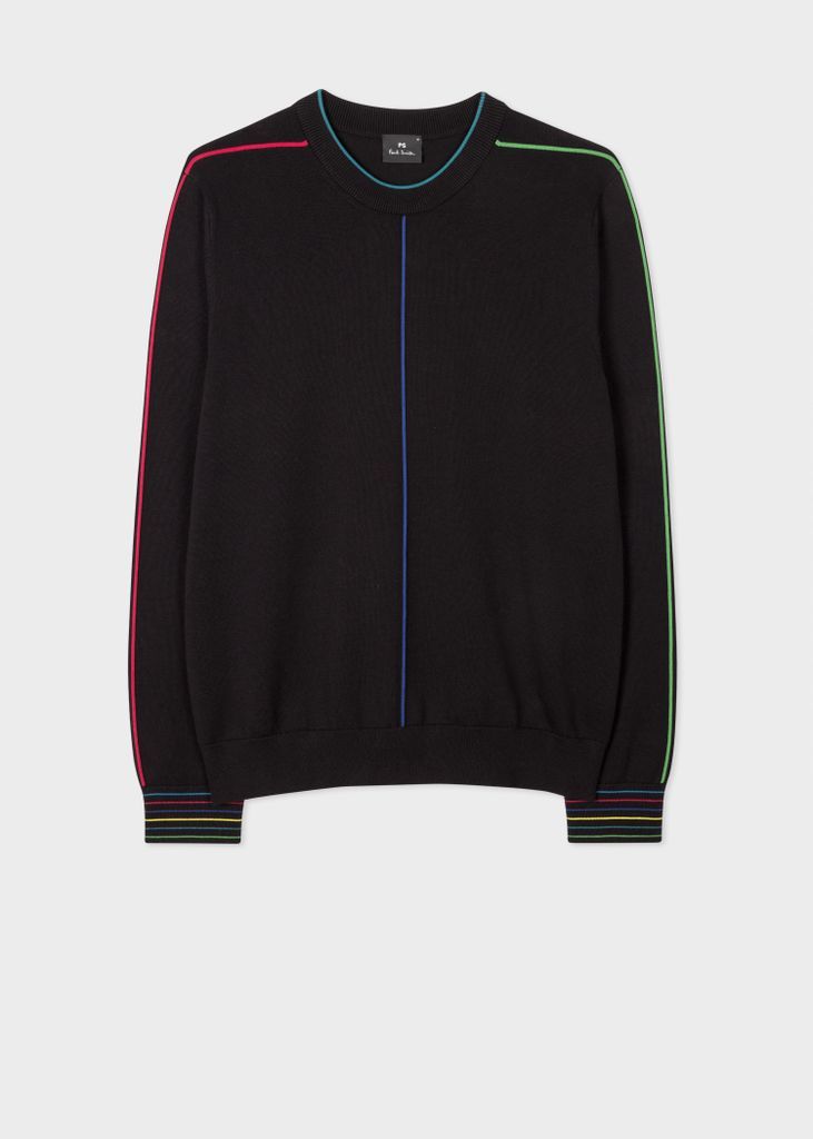 Black Cotton-Blend 'Sports Stripe' Sweater
