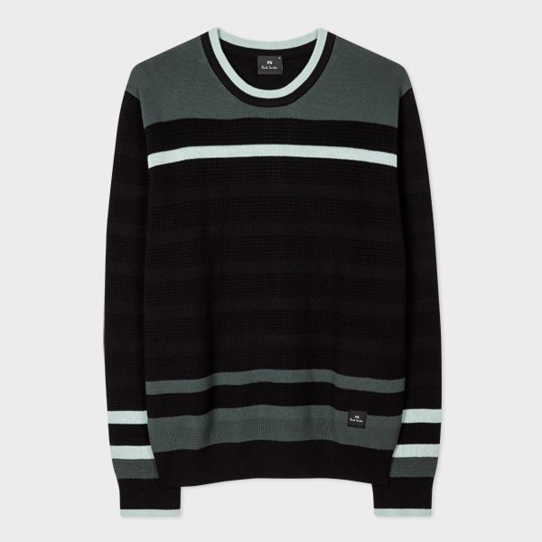 Black Stripe Crew Neck Sweater