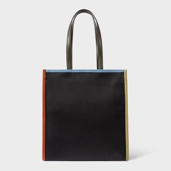 Black Contrast Piping Tote Bag