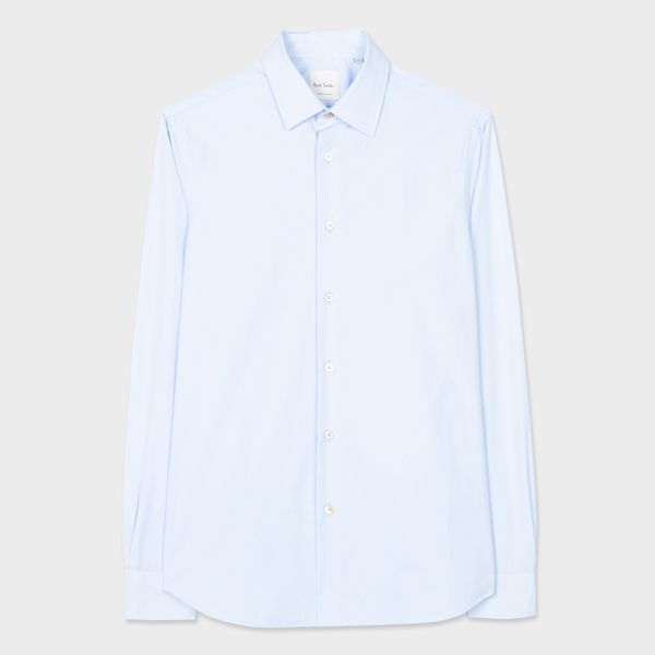 Tailored-Fit Sky Blue Cotton 'Artist Stripe' Cuff Shirt