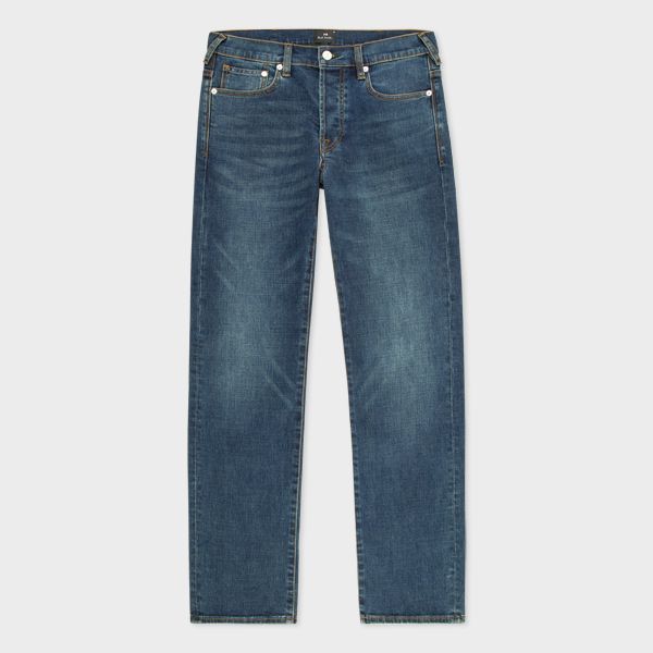 Standard-Fit 11.8oz 'Crosshatch Stretch' Blue-Rinse Jeans