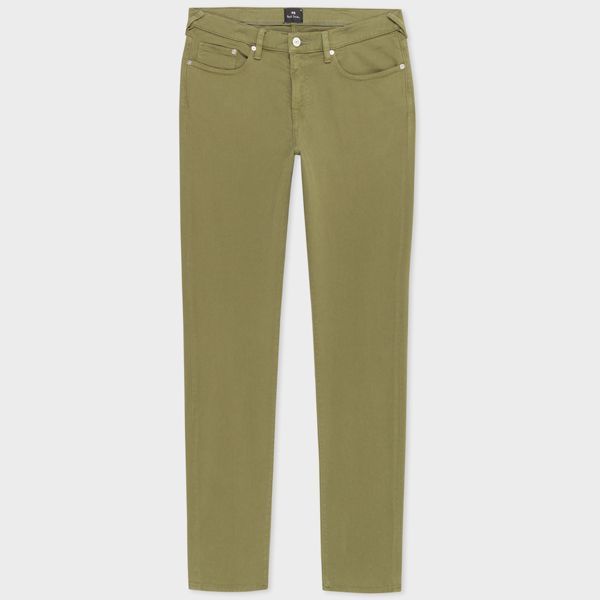 Tapered-Fit Moss Green Garment-Dyed Jeans