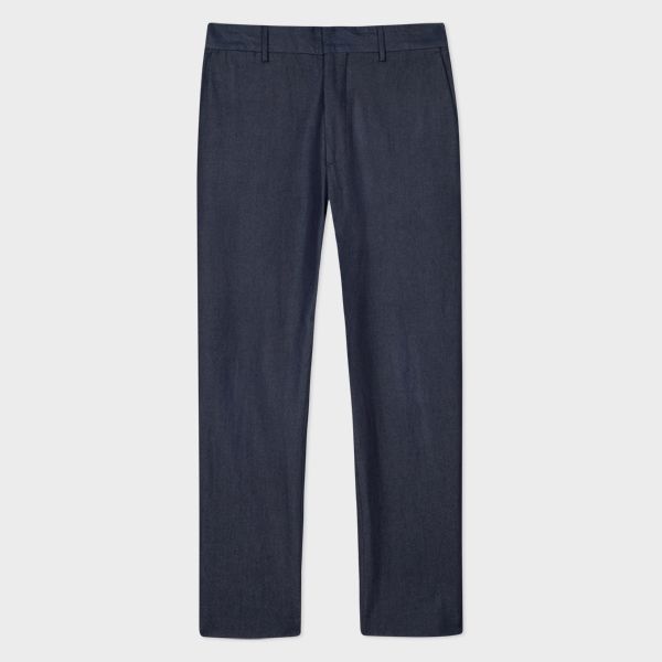Tapered-Fit Indigo Cotton Trousers