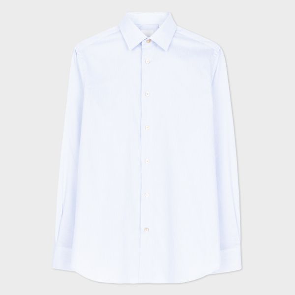 Tailored-Fit Light Blue 'Fine Stripe' Easy Care Shirt