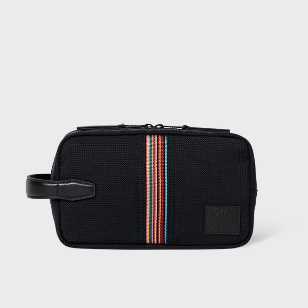 Black 'Signature Stripe' Wash Bag