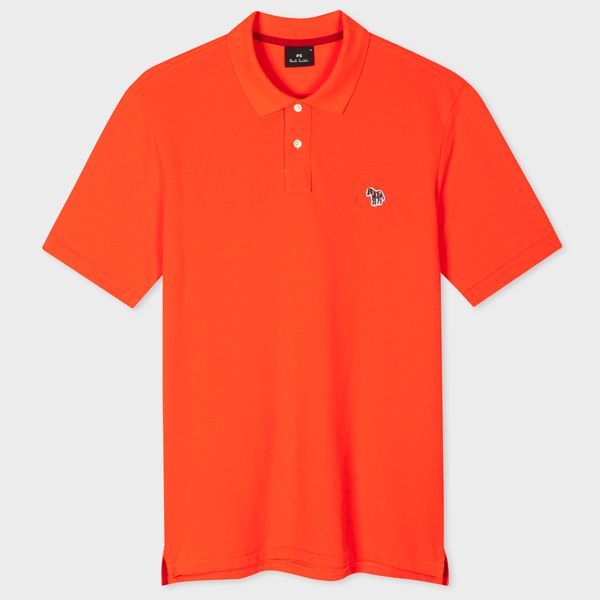 Bright Orange Cotton-Piqué Zebra Logo Polo Shirt