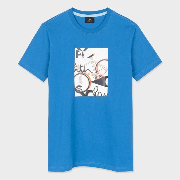 Blue Slim-Fit Blue Cycle Print T-Shirt