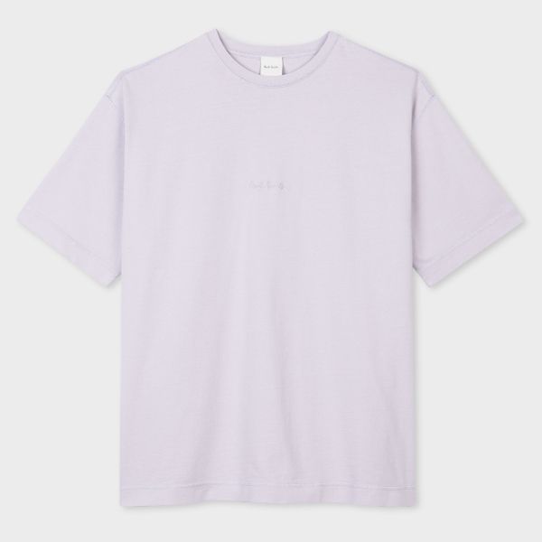 Lilac Garment-Dye Embroidered Logo T-Shirt