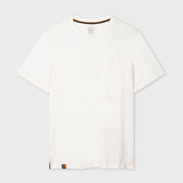 White Pocket T-Shirt With 'Artist Stripe' Tab