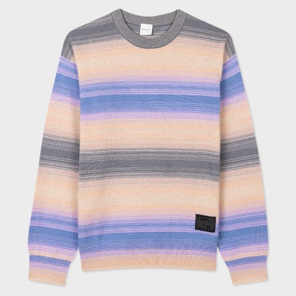 Peach Stripe Cotton-Blend Sweater