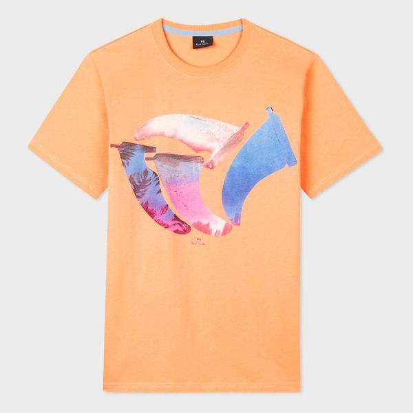 Orange Cotton 'Surfboard Fin' T-Shirt