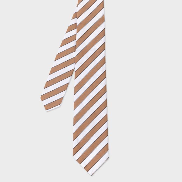 Brown Stripe Five-Fold Cotton Tie