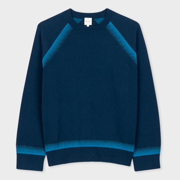 Navy Cotton-Alpaca 'Haze' Border Sweater