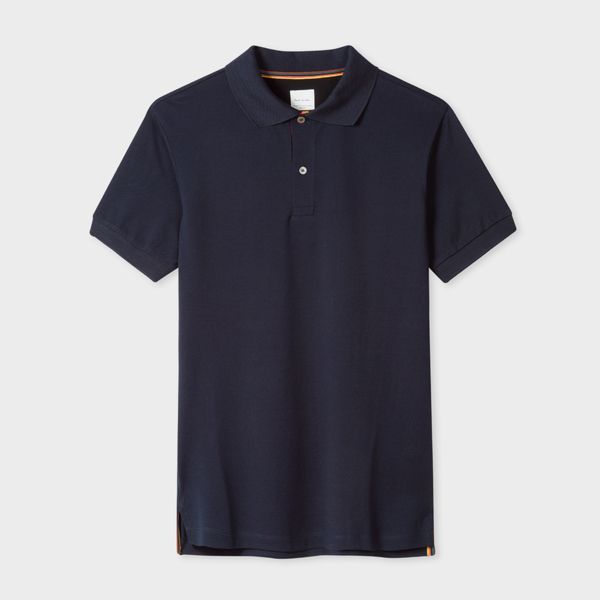 Slim-Fit Dark Navy Cotton-Piqué Polo Shirt With 'Artist Stripe' Placket