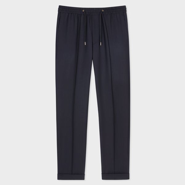 A Suit To Travel In - Slim-Fit Navy Drawstring-Waist Wool Trousers