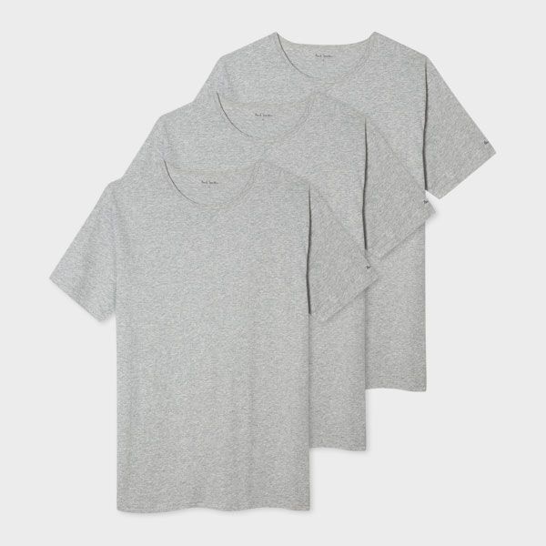 Grey Marl Cotton Lounge T-Shirts Three Pack