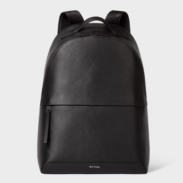Black Embossed Leather Backpack