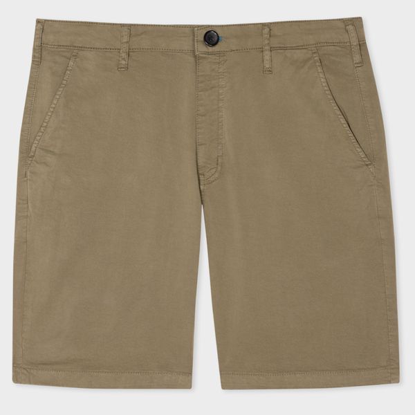 Khaki Stretch-Cotton Garment-Dyed Shorts