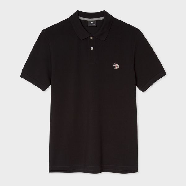 Black Cotton-Piqué Zebra Logo Polo Shirt