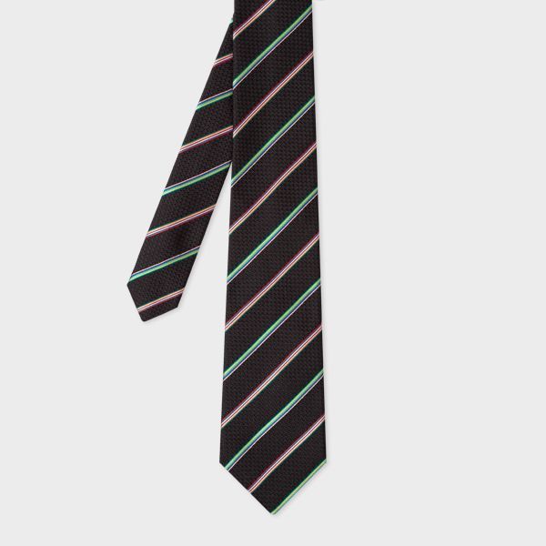 Black Silk Multistripe Tie