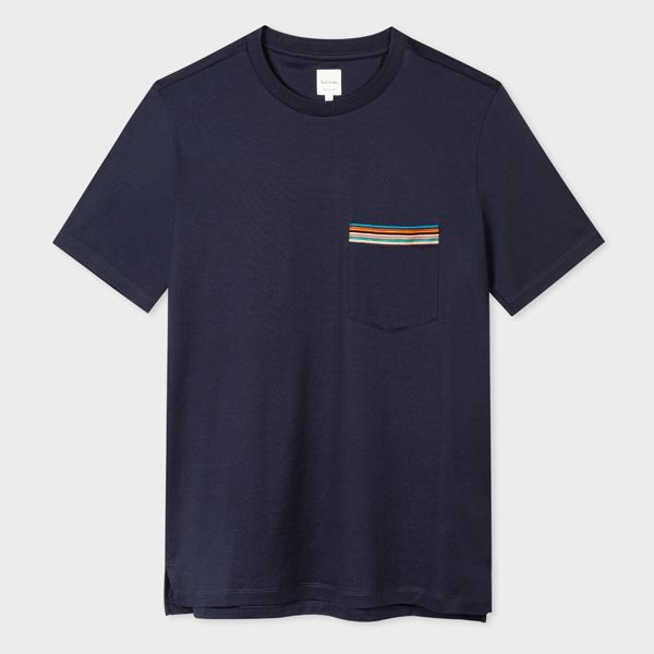 Navy 'Signature Stripe' Pocket T-Shirt